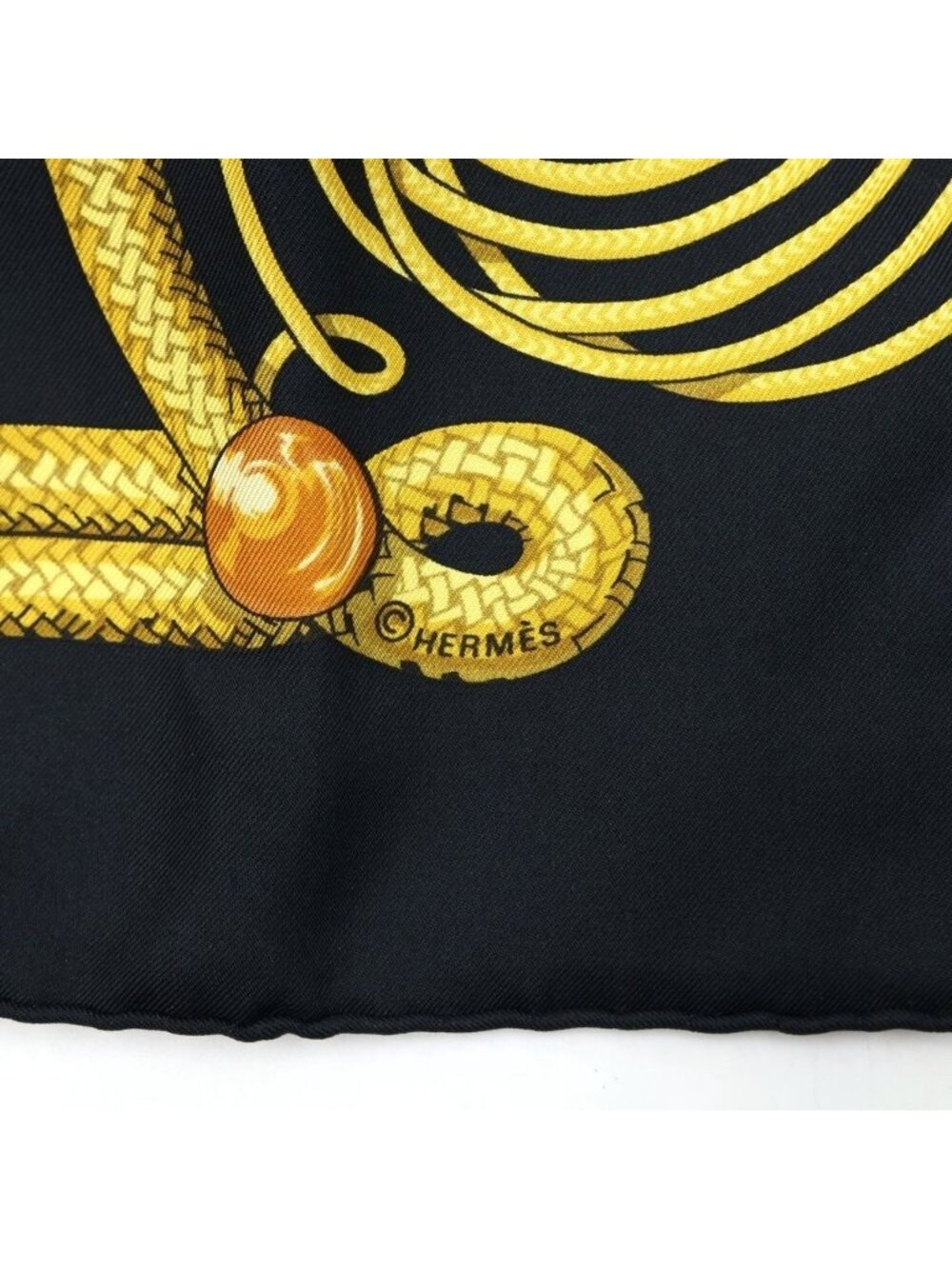 Hermes Carre 90 Brandenburg Ornament Silk Scarf Black - Picture 5 of 6